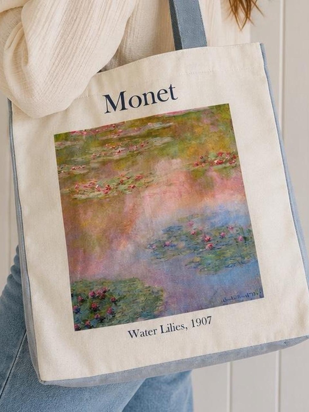 Claude Monet "Water Lilies, 1907" Canvas Tote Bag - Picture 2 of 5